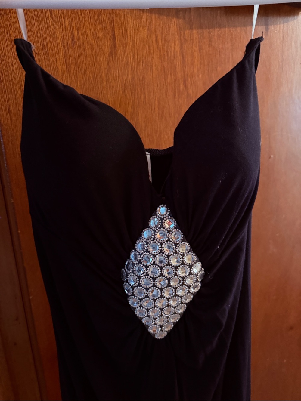 Strapless Black Prom Dress with Crystal Accent